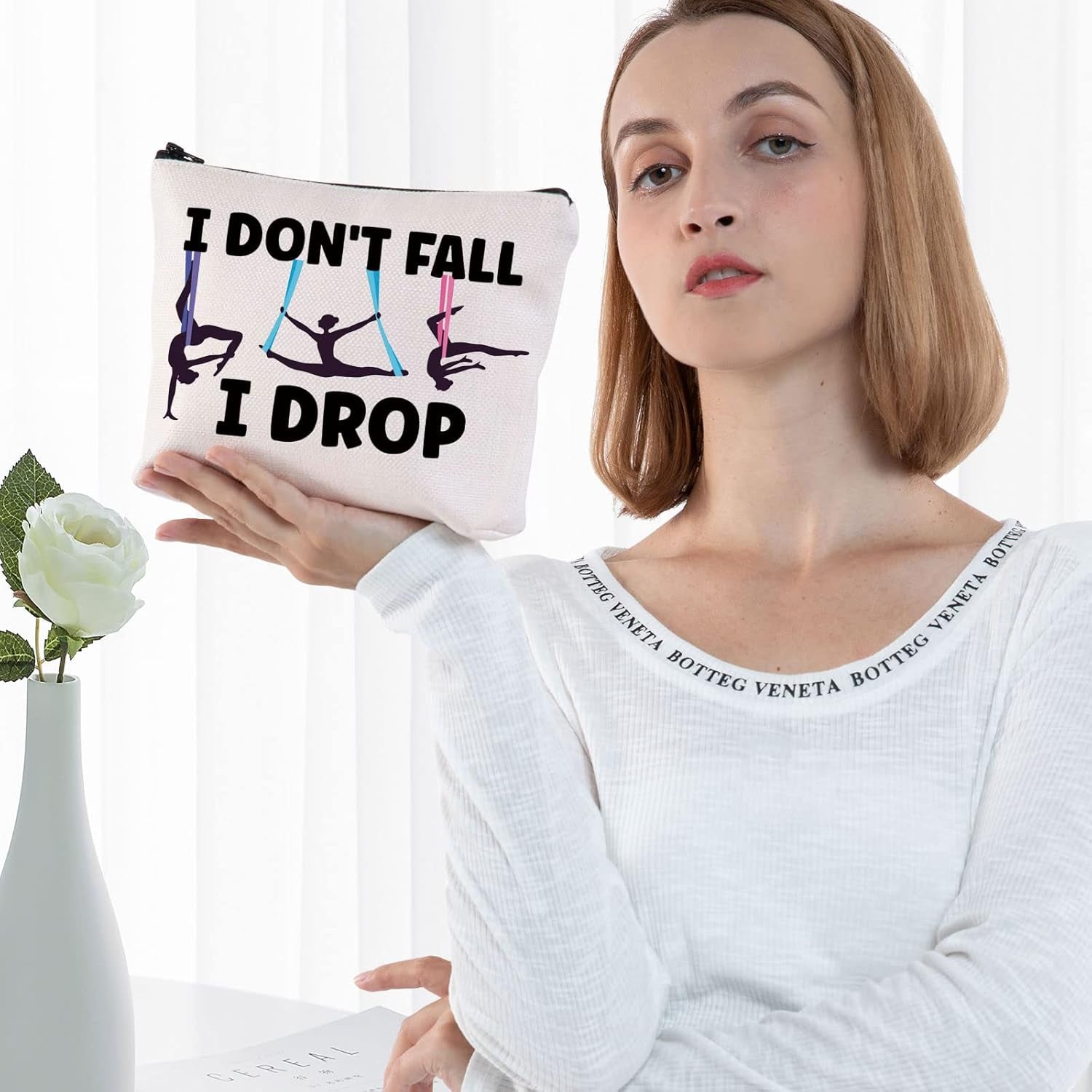 Aerialist Cosmetic Makeup Bag Aerial Yoga Gifts I Don'T Fall I Drop Aerial Dancer Makeup Zipper Pouch Bag Aerial Silk Gifts (I Don'T Fall)